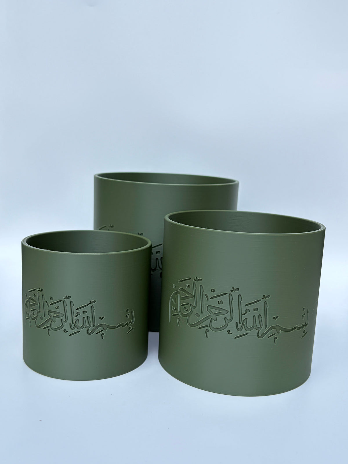 Basmala in Oliv – drei Größen im Vergleich, Preis pro Vase