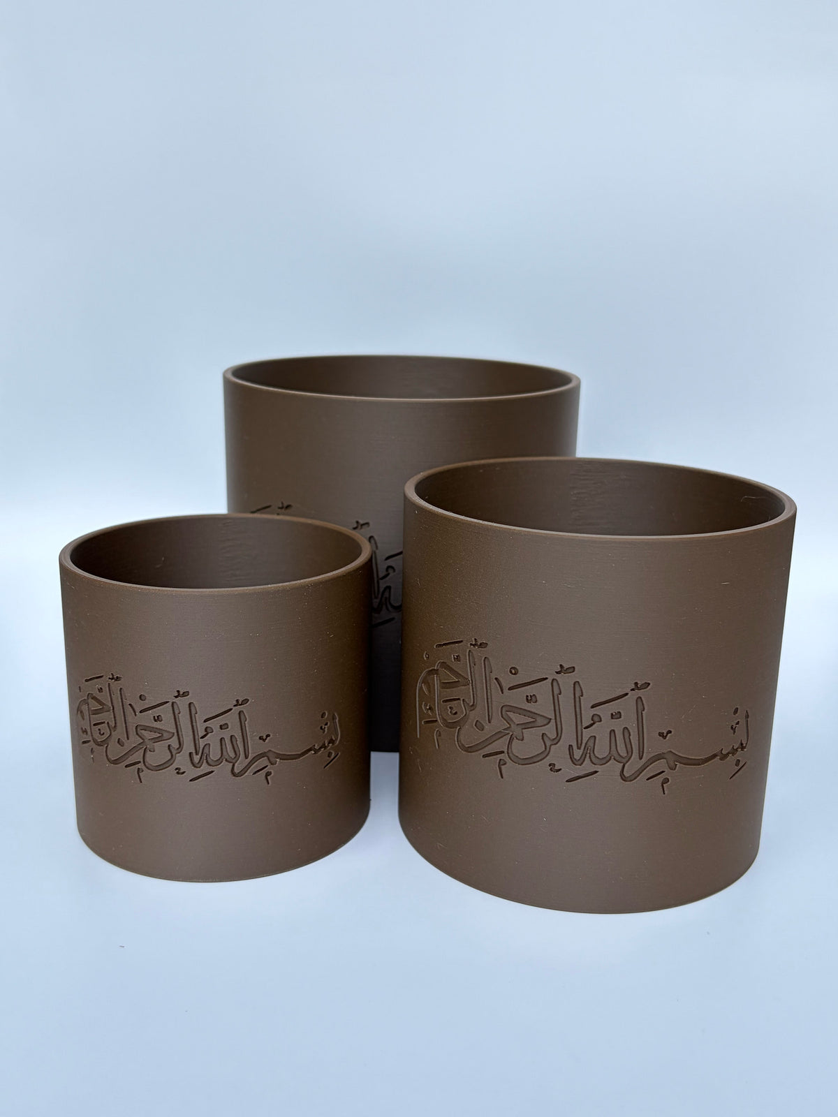 Basmala in Walnuss – drei Größen im Vergleich, Preis pro Vase